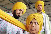 Caste, Politics, And Agriculture: Decoding Punjab’s Farmer Mobilisation | Photo: Suresh K. Pandey : Marching On: Farmers, wearing yellow turbans, getting ready for a protest march