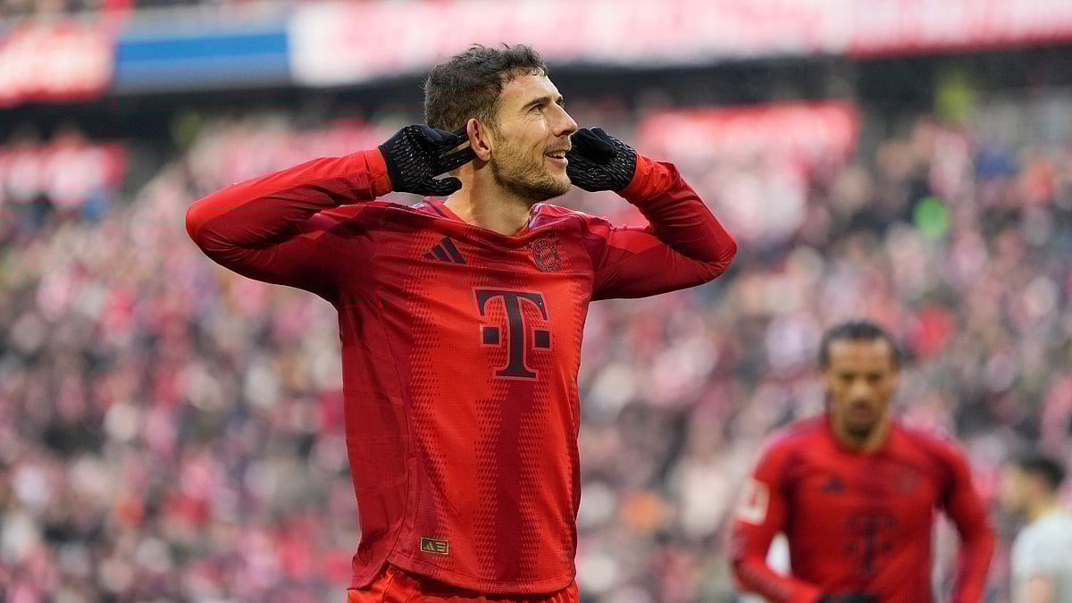 Leon Goretzka celebrates his goal for Bayern Munich