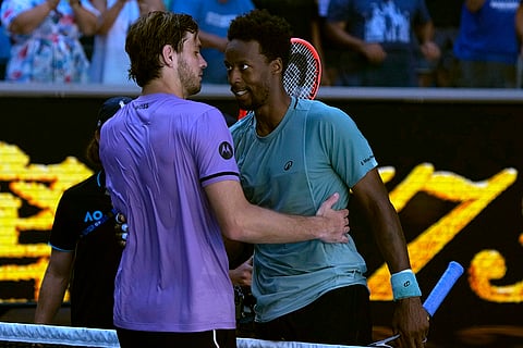Australian Open 2025: Gael Monfils is congratulated by Taylor Fritz