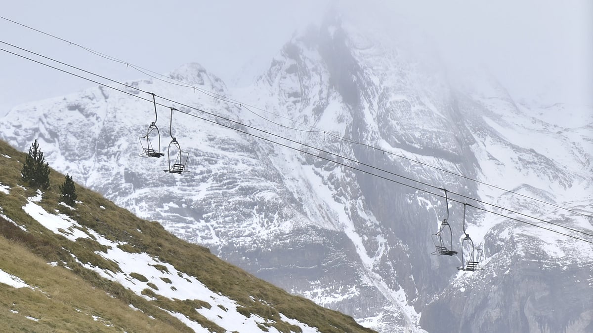 AP : Chairlifts of a ski lift at the resort.
