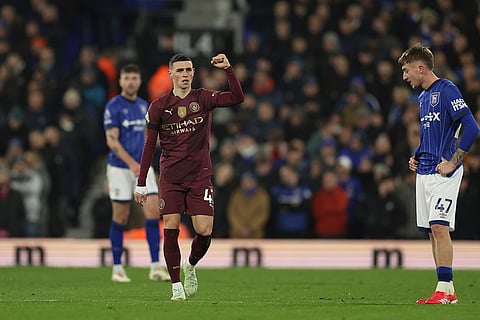 EPL 2024-25: Phil Foden celebrates scoring his side's opening goal 