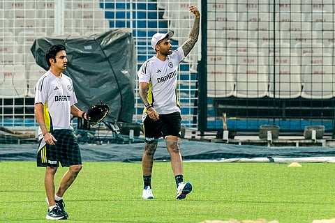 IND vs ENG T20 Series: Surya Kumar Yadav and Gautam Gambhir during the practice session
