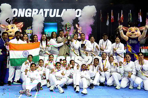 Kho Kho World Cup 2025: Indian women's team celebrates with the trophy