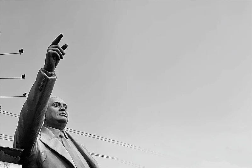 Statue of Ambedkar built by a local artisan in Hyderabad