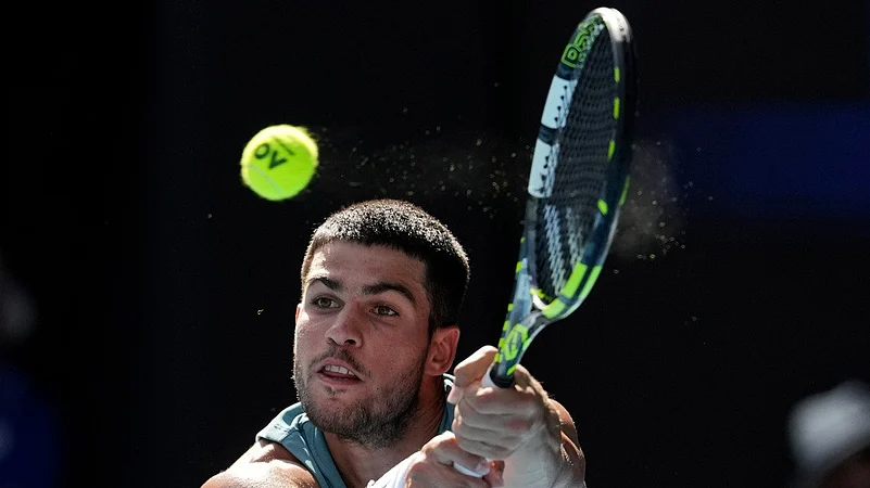 Carlos Alcaraz in action at the Australian Open.