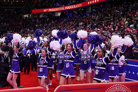 Cheerleaders perform during Trump Inauguration