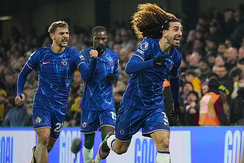 EPL 2024-25: Chelsea's Marc Cucurella celebrates with teammates after scoring his side's second goal