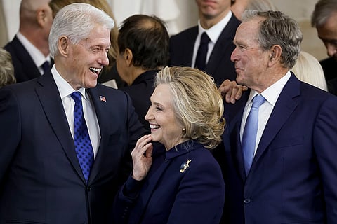 Bill Clinton, Hillary Clinton and George W. Bush