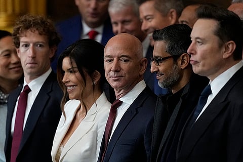 Mark Zuckerberg, Jeff Bezos, Sundar Pichai and Elon Musk