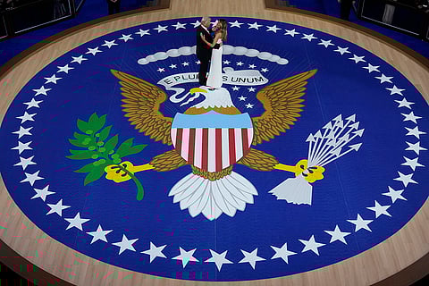 Donald Trump and Melania Trump dance at the Commander in Chief Ball