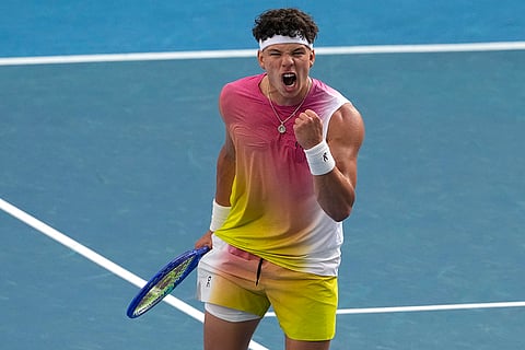 Australian Open 2025: Ben Shelton reacts after winning a point against Gael Monfils