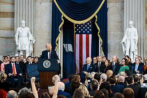 Donald Trump speaks after taking the oath