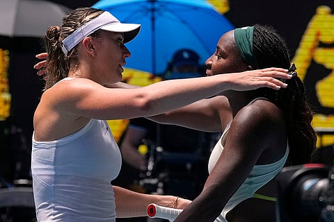 Australian Open 2025: Paula Badosa is congratulated by Coco Gauff