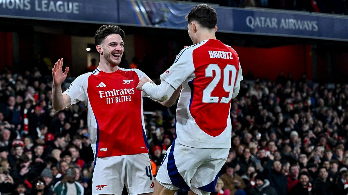Rice and Havertz celebrate Arsenal's first goal