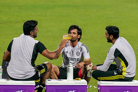 IND vs ENG T20 Series: Team India players during a break of practice session