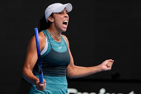 Australian Open Tennis quarterfinal: Madison Keys celebrates after defeating Elina Svitolina