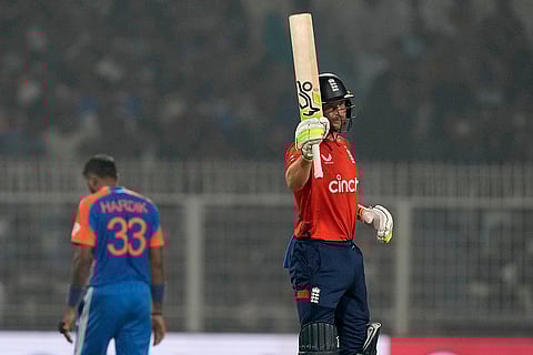 IND vs ENG 1st T20: England's Jos Buttler celebrates fifty runs