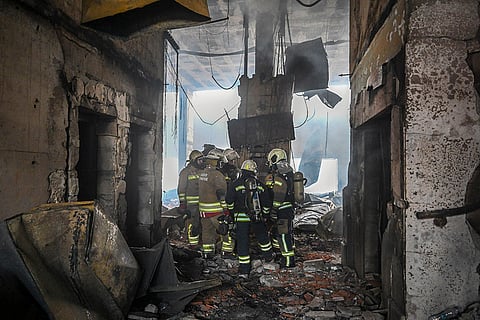 Turkey Fire: Firefighters work at the scene 