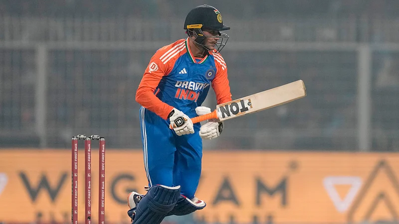 Indias Abhishek Sharma plays a shot during the first T20I. AP Photo