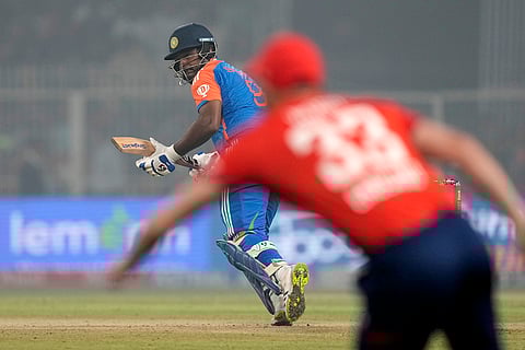 IND vs ENG 1st T20: India's Sanju Samson runs to score