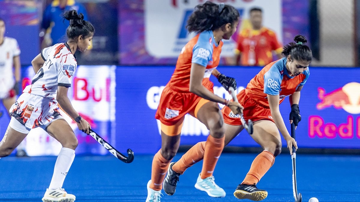 Hockey India : Action from the match between Shrachi Rarh Bengal Tigers and Delhi SG Pipers.