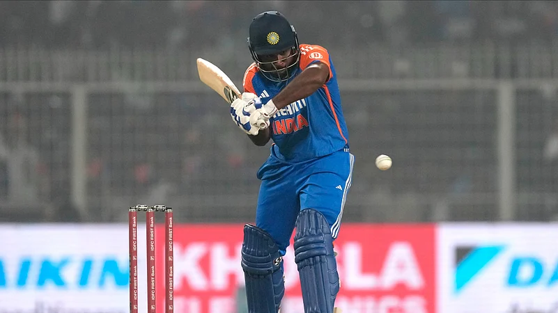 Indias Sanju Samson plays a shot during the first T20I. AP Photo