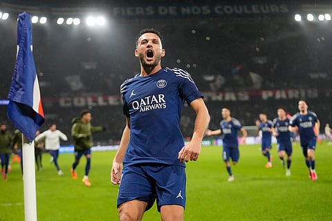 Champions League 2024-25: PSG's Goncalo Ramos celebrates after scoring his side's fourth goal