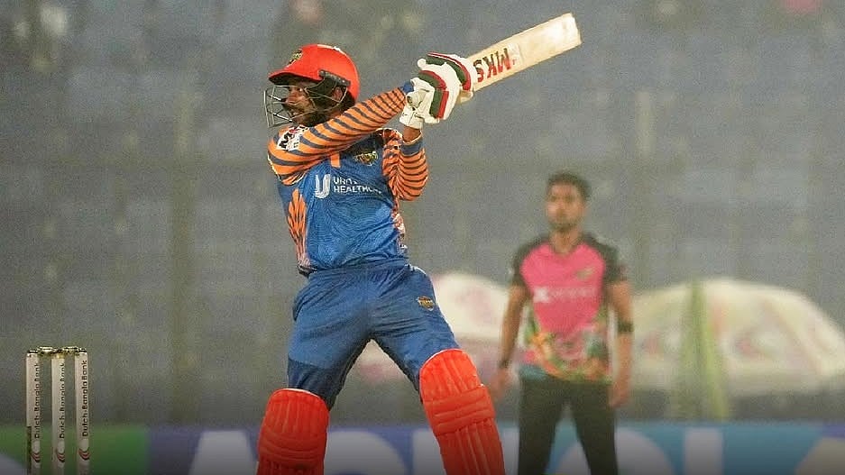 Mehidy Hasan Miraz bats Bangladesh Premier League match