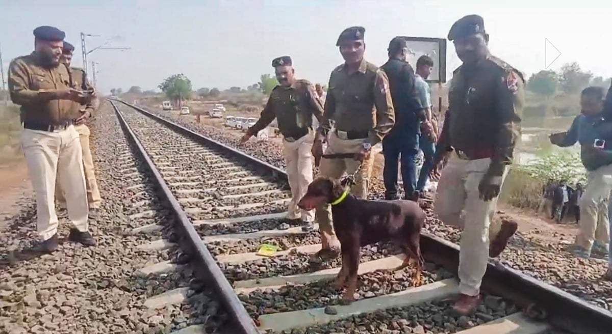 PTI : Police personnel during inspection of tracks a day after a train mishap, in Jalgaon district, Maharashtra, Thursday, Jan. 23, 2025. 