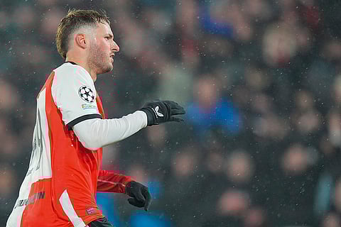 Champions League 2024-25: Feyenoord's Santiago Gimenez celebrates after scoring the opening goal