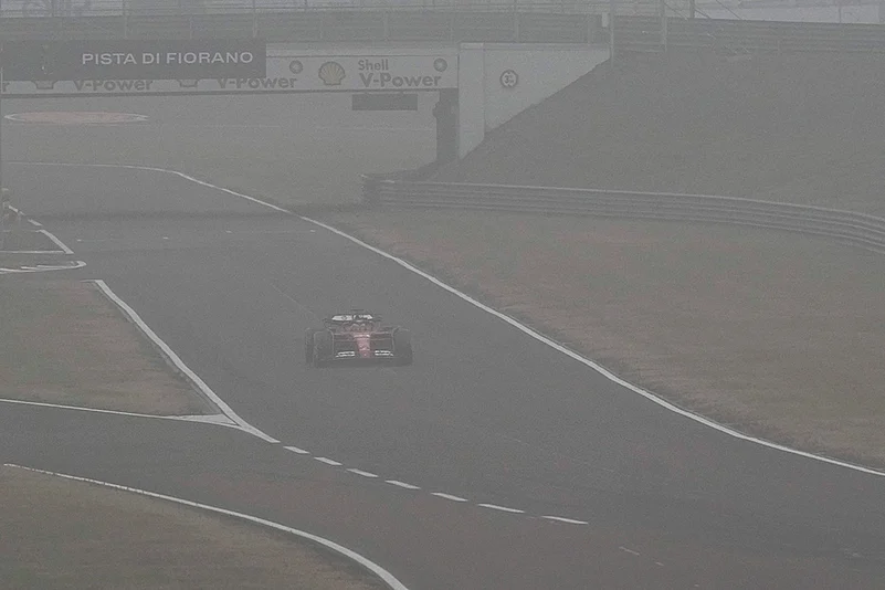 Lewis Hamilton test drives Ferrari Formula One SF-23 at the Ferrari private track, Italy_2