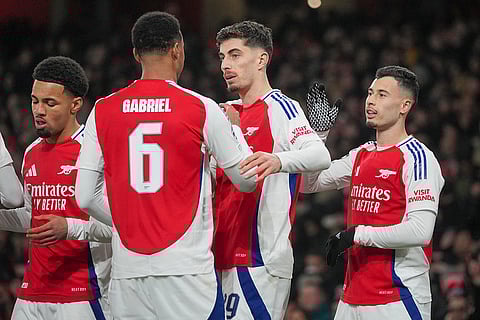 Champions League 2024-25: Arsenal's Kai Havertz celebrates after scoring his side's second goal