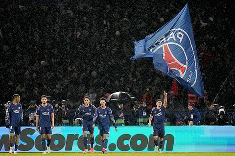 Champions League 2024-25: PSG's Joao Neves celebrates after scoring his side's third goal