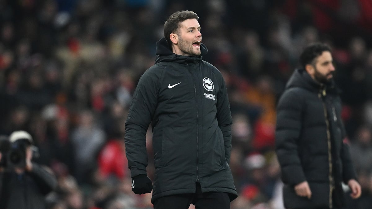 Fabian Hurzeler during Brighton's win over Manchester United