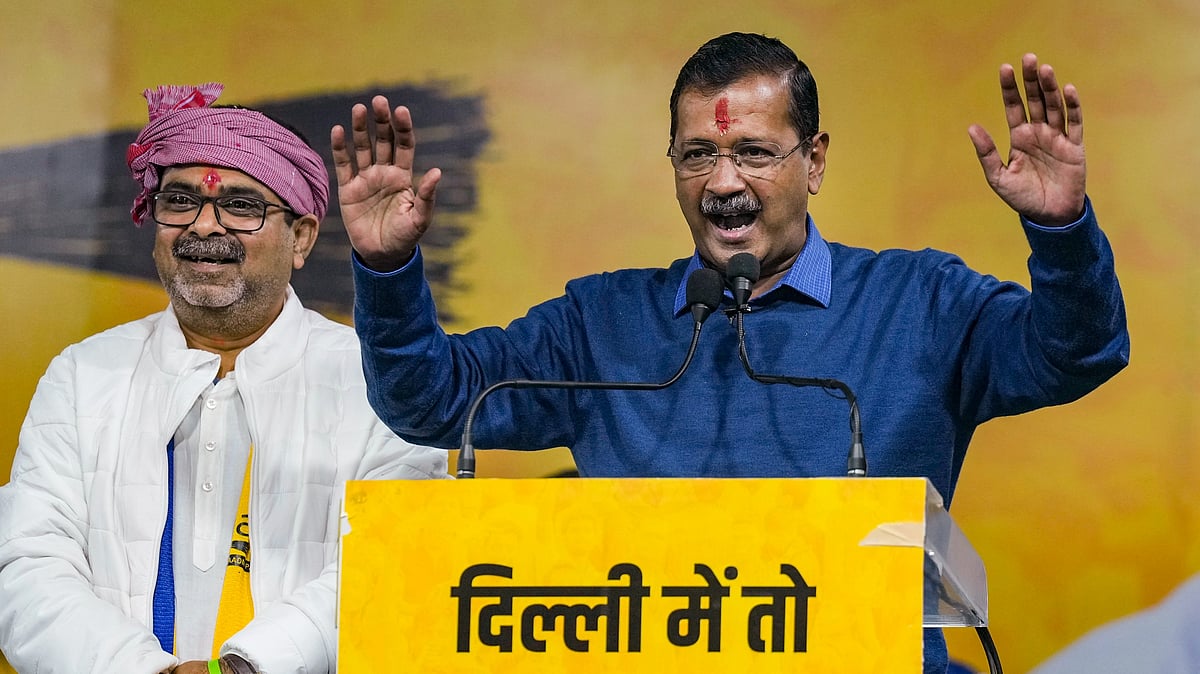 PTI : Aam Aadmi Party (AAP) National Convener Arvind Kejriwal addresses supporters during an election rally ahead of the Delhi Assembly polls, in New Delhi, Wednesday, Jan. 22, 2025.