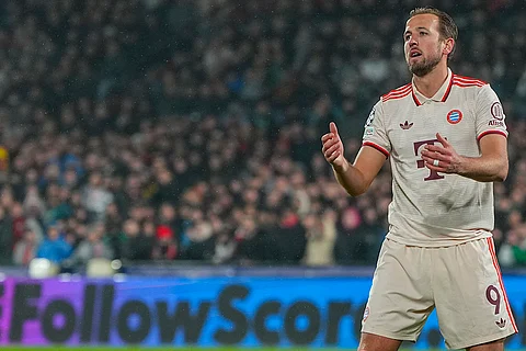 Champions League 2024-25: Bayern's Harry Kane reacts after missing a chance to score