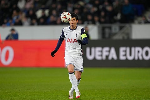 Europa League 2024-25: Tottenham's Son Heung-min controls the ball