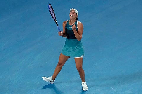 AUS Open 2025 Women's Singles Semi-final: Madison Keys celebrates after defeating Iga Swiatek