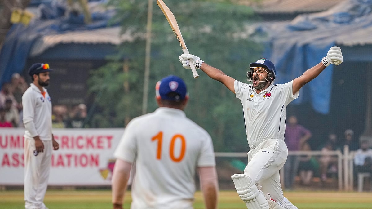 Shardul Thakur celebrates after scoring century. - PTI/Shashank Parade
