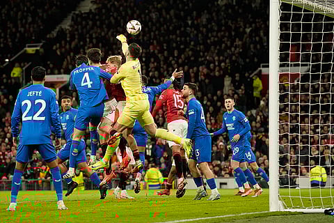 Europa League 2024-25: Rangers' goalkeeper Jack Butland, top, scores an own goal