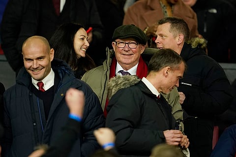 Europa League 2024-25: Sir Alex Ferguson in the stands during match between Man United and Rangers