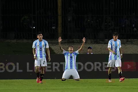 U-20 South American Championship: Argentina's Agustin Ruberto celebrates after scoring his side's fourth goal