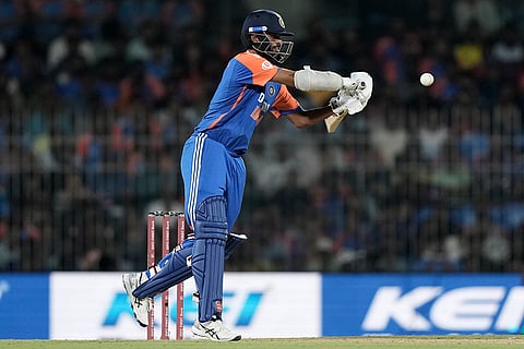 IND vs ENG 2nd T20: India's Washington Sundar plays a shot