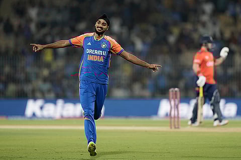 IND vs ENG 2nd T20: India's Arshdeep Singh celebrates the dismissal of England's Phil Salt