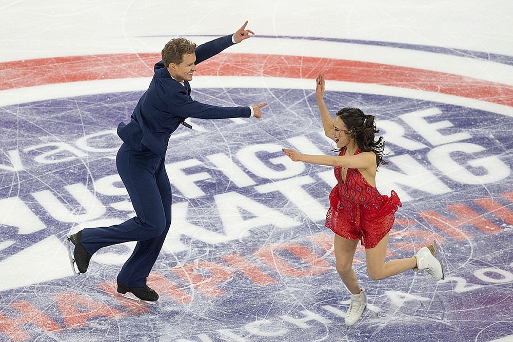 | Photo: AP/Travis Heying : US Figure Skating Championships: Madison Chock, right, and Evan Bates
