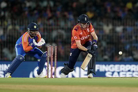 IND vs ENG 2nd T20: England's Jamie Overton plays a shot
