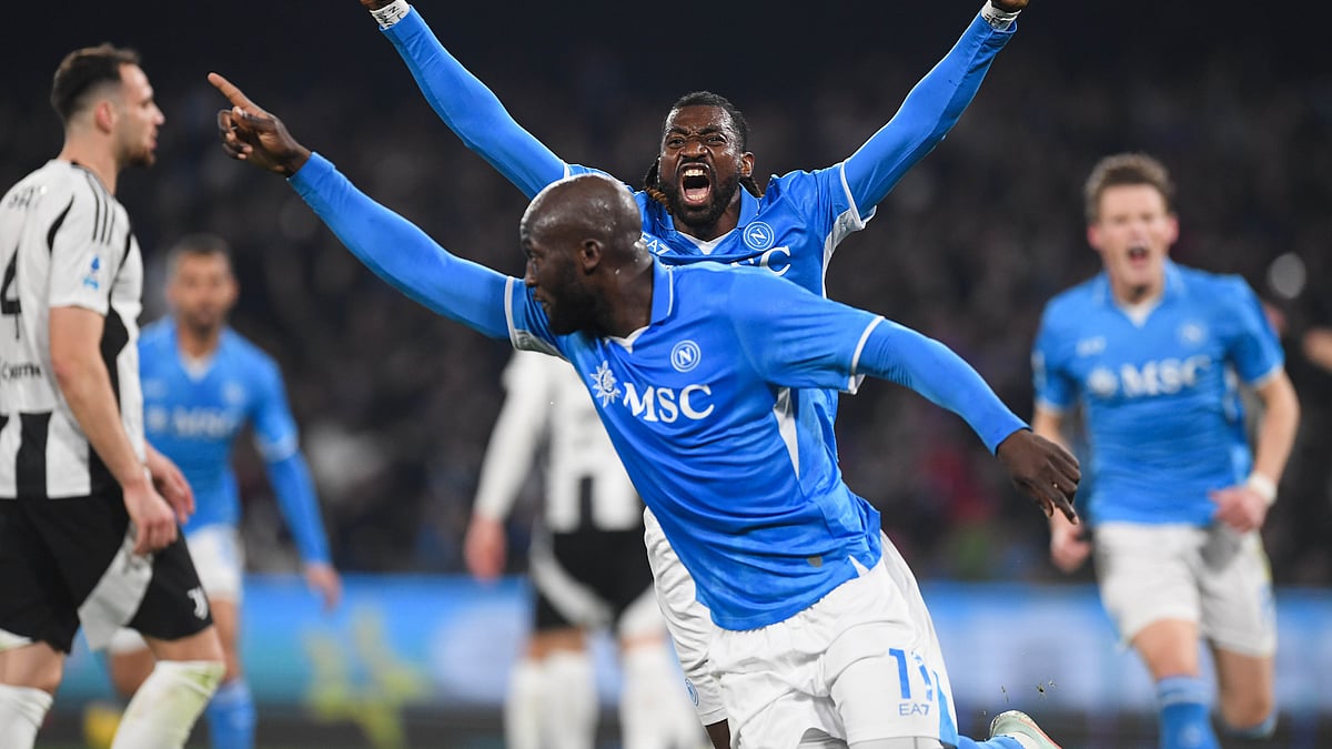 Romelu Lukaku celebrates his penalty against Juventus
