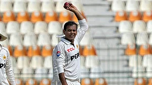 | Photo: AP/K.M. Chaudary : Pakistan's Noman Ali scripted history for his country.