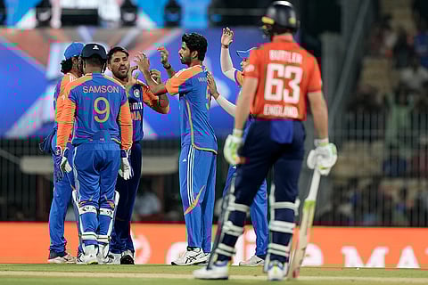 IND vs ENG 2nd T20: India's Washington Sundar celebrates after the dismissal of England's Ben Duckett