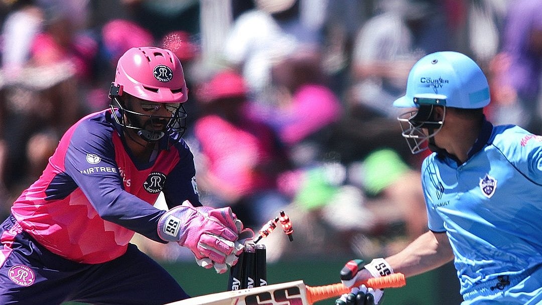 Photo: X | Paarl Royals : Dinesh Karthik stumping in SA20 2025 match.